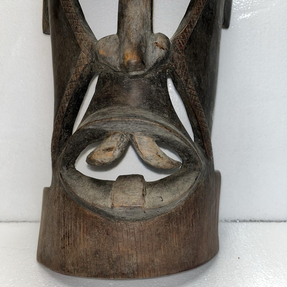 Vintage‎ African Tribal Wooden Jambo Kenya Mask Hand Carved, Wall Decor 19" Tall - Picture 3 of 8